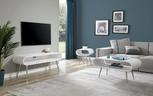 JF721 Auckland Coffee Table White & Chrome - PRE ORDER FOR DELIVERY IN MAY