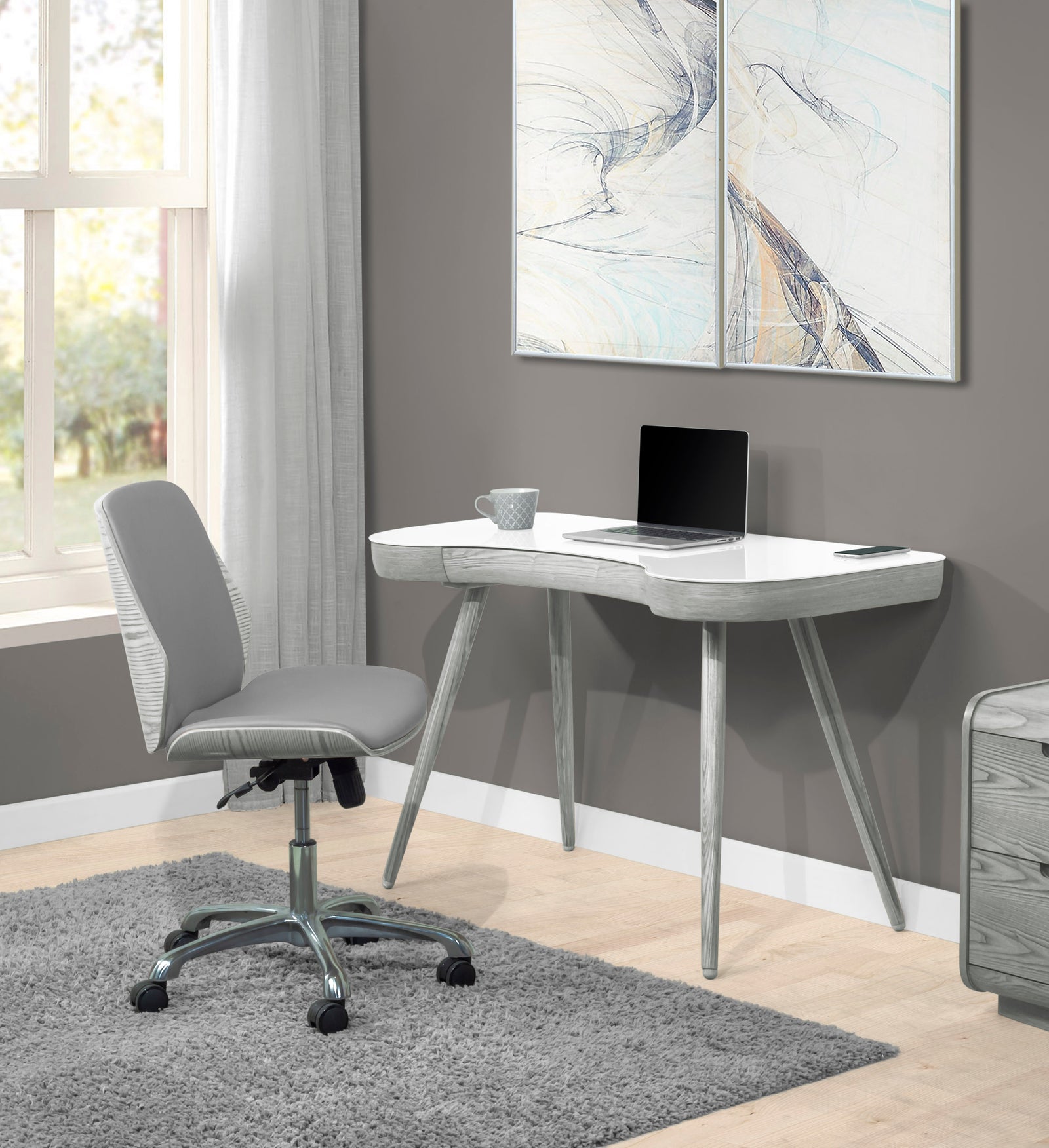San Francisco Grey Office Desk and Chair Set