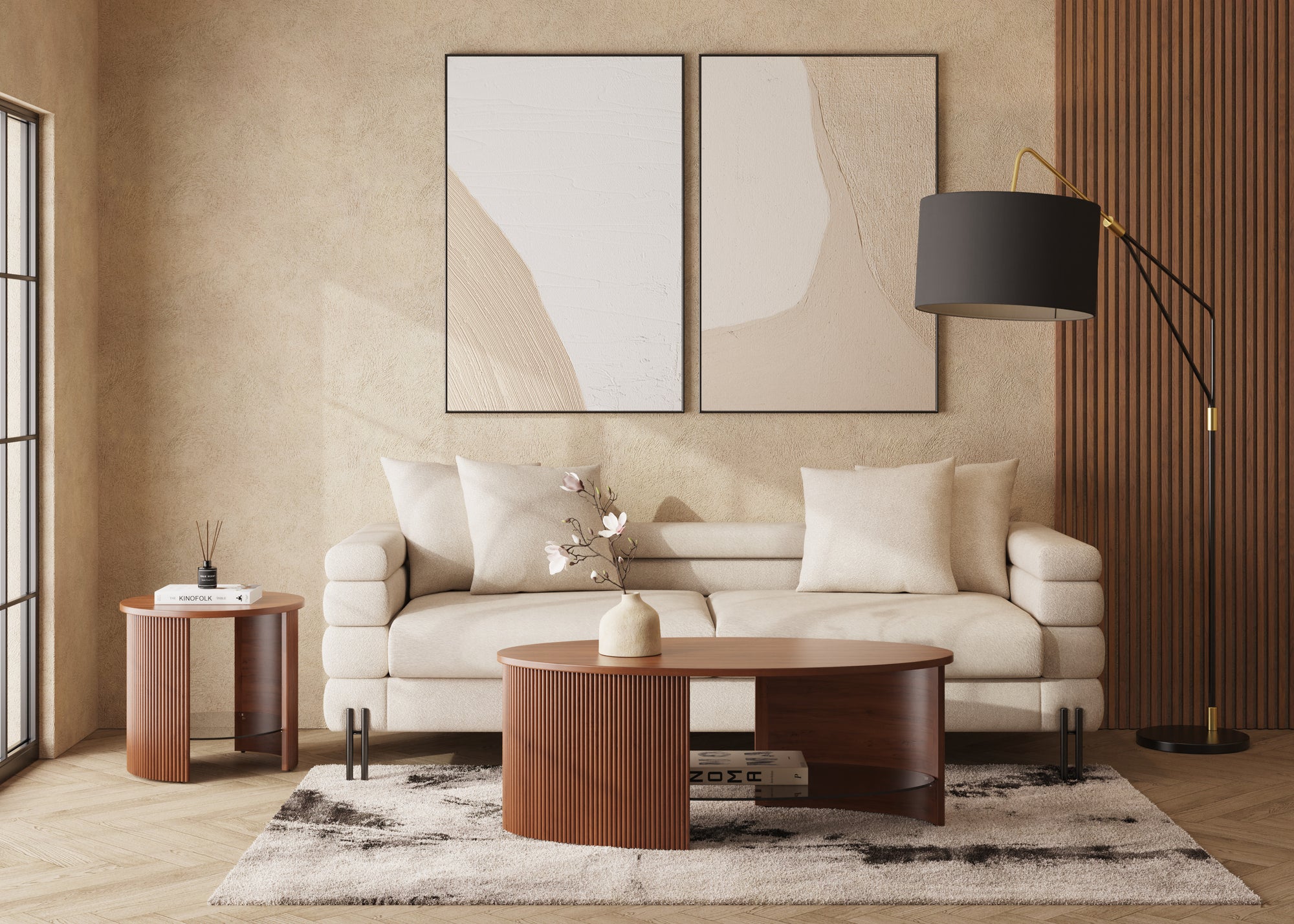 Roma Walnut Fluted Coffee Table