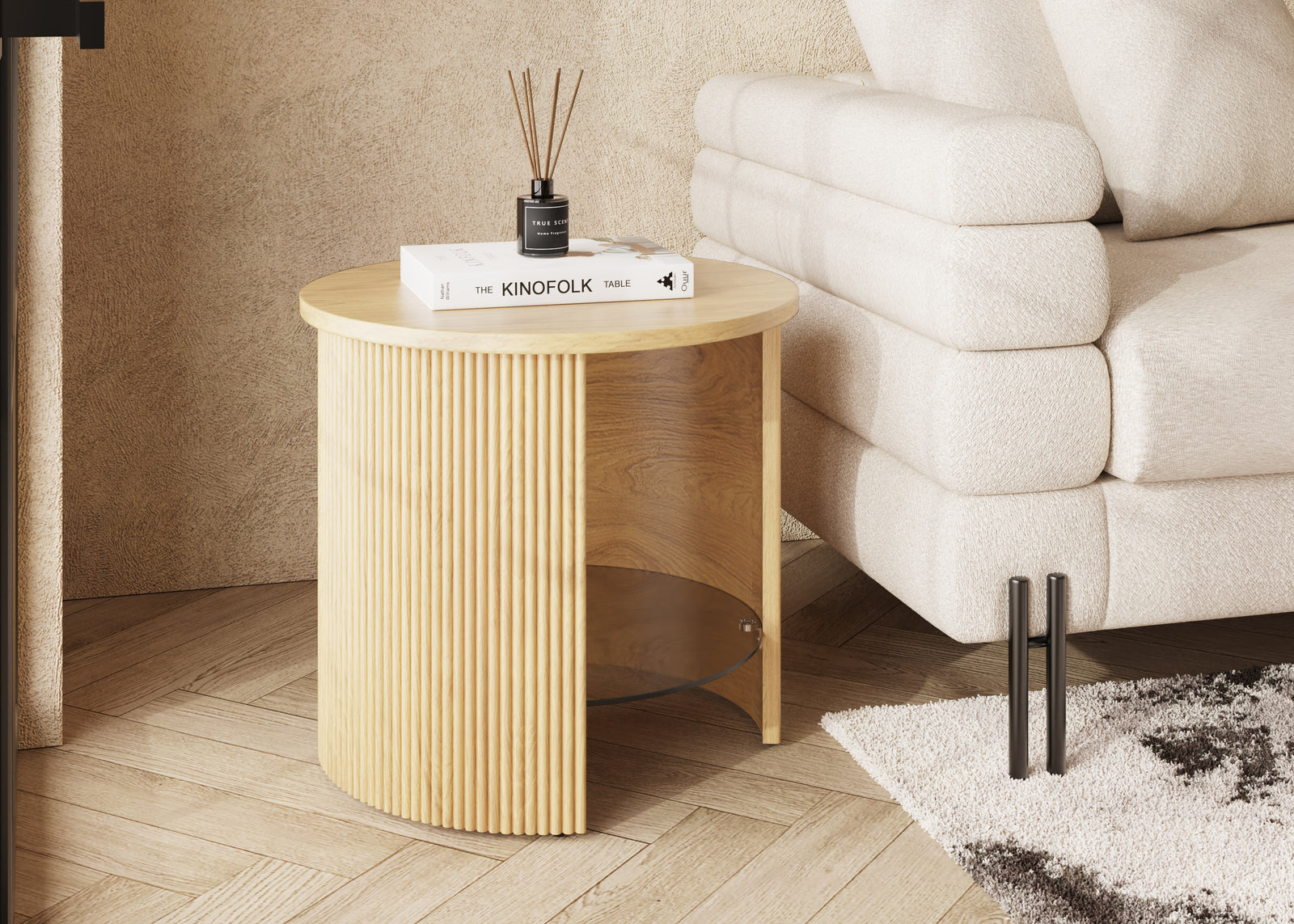 Roma Oak Fluted Side Table