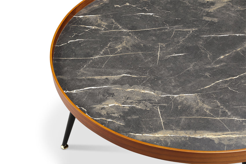 Siena Walnut & Black Marble Coffee Table