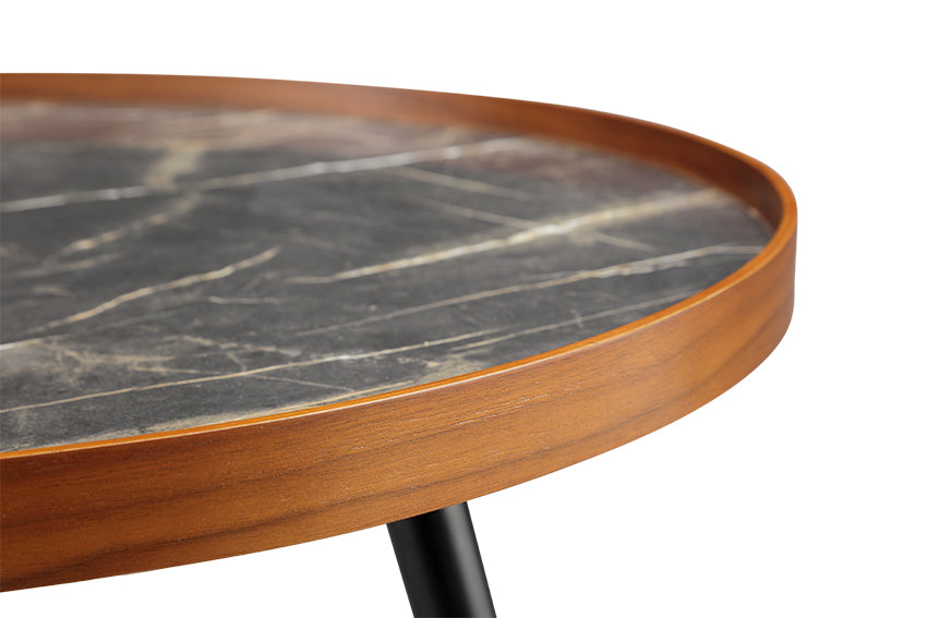 Siena Walnut & Black Marble Coffee Table