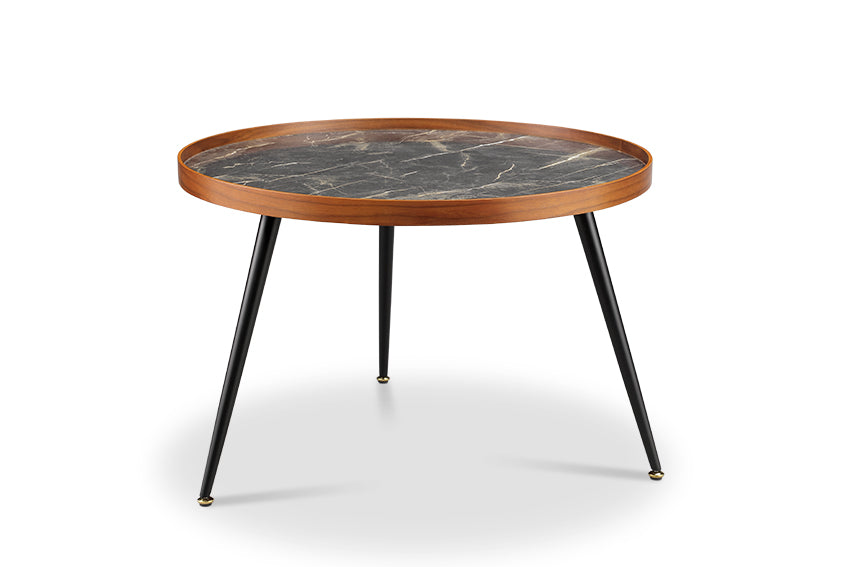 Siena Walnut & Black Marble Coffee Table