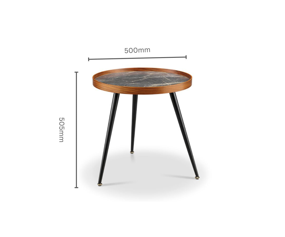 Siena Walnut & Black Marble Side Table Walnut & Black Marble