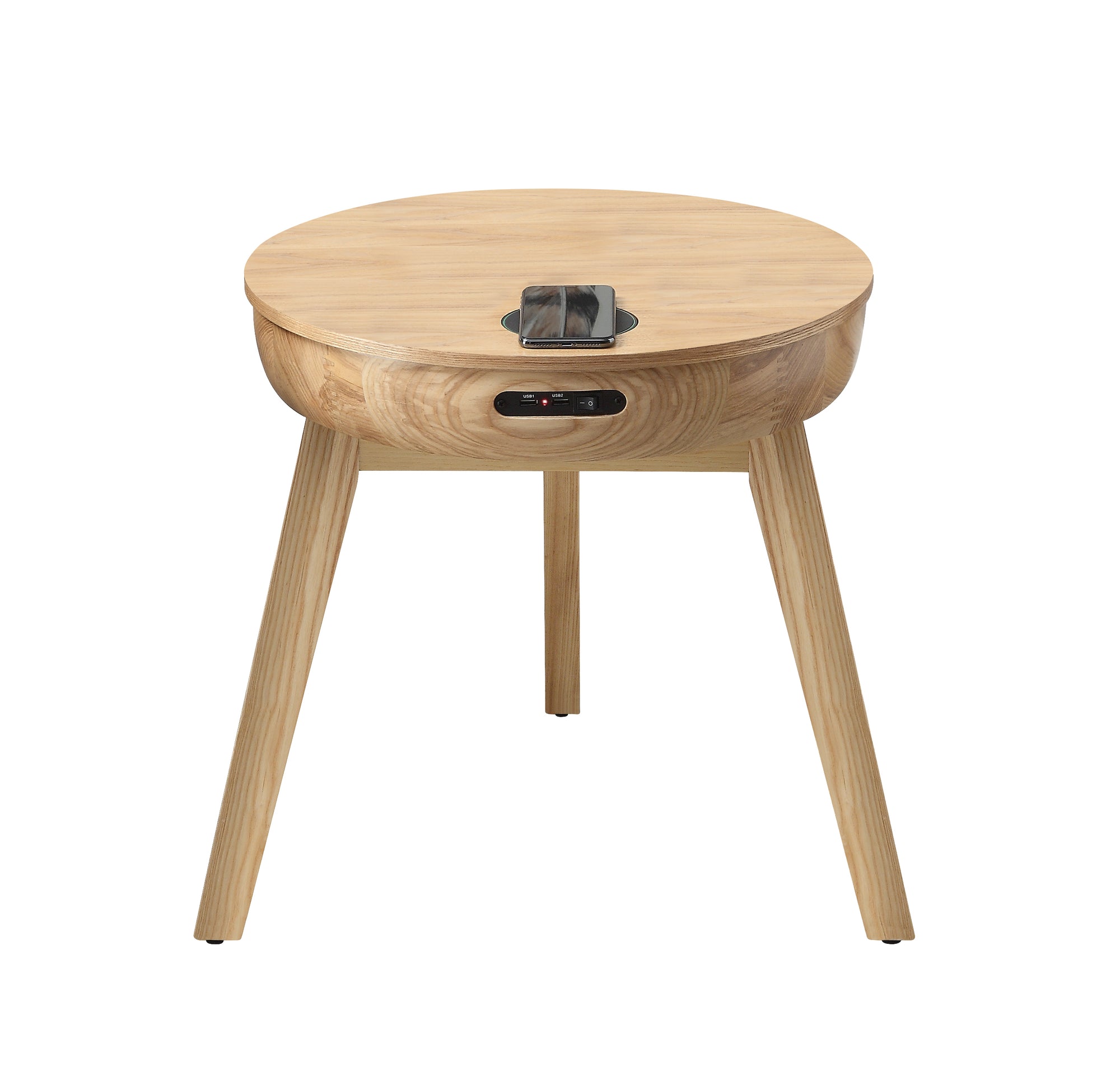 San Francisco Oak Smart Speaker/Charging Side Table