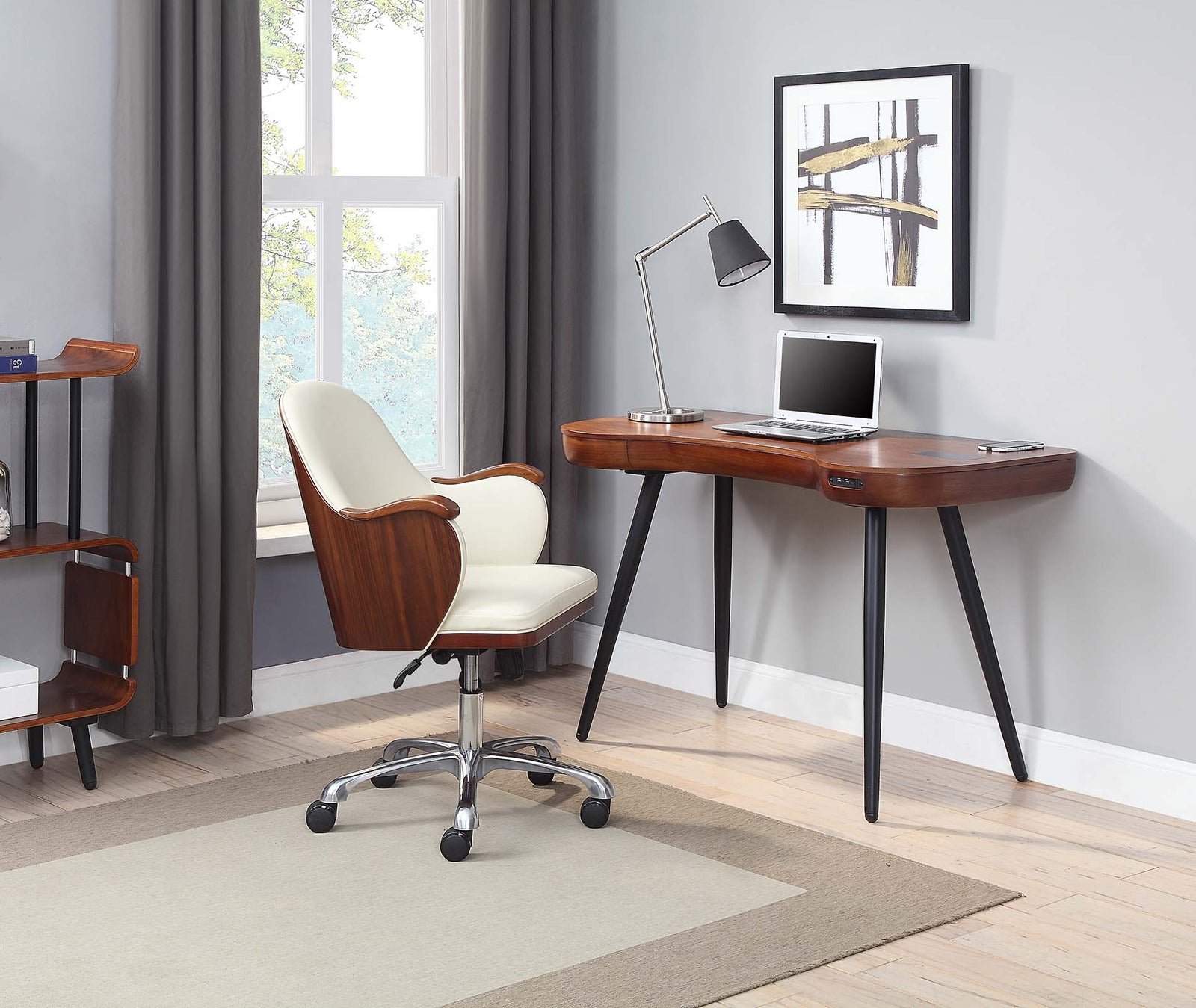 San Francisco Walnut Smart Charging/Bluetooth Desk + Chair