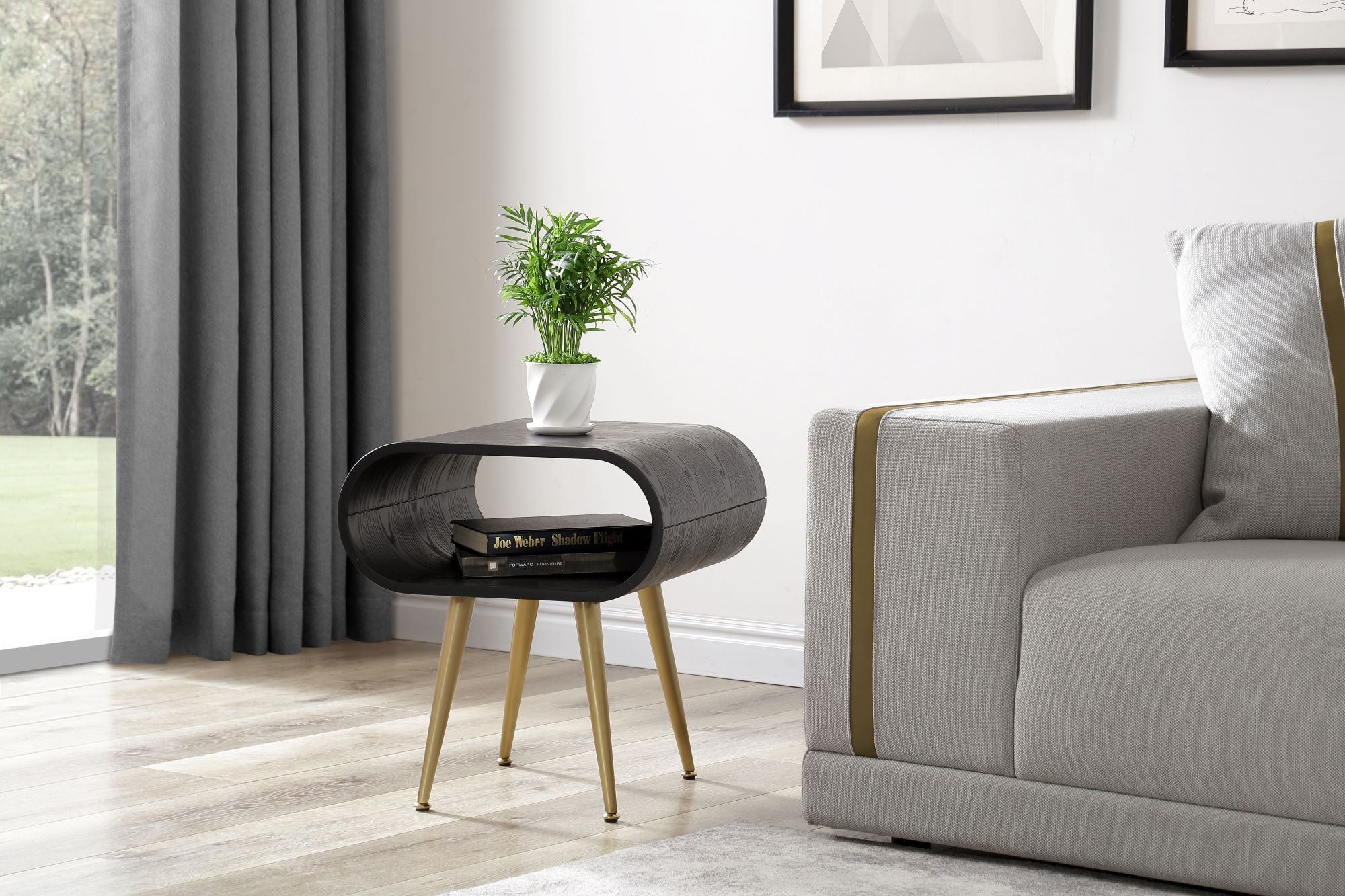 Auckland Black & Brass Side Table - Jual Furnishings