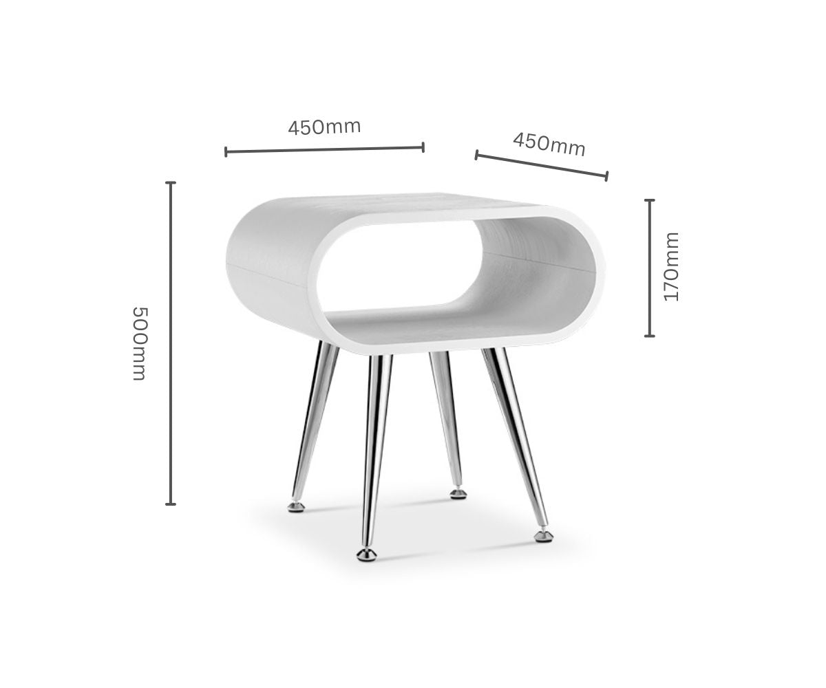 Auckland White & Chrome Side Table - Jual Furnishings