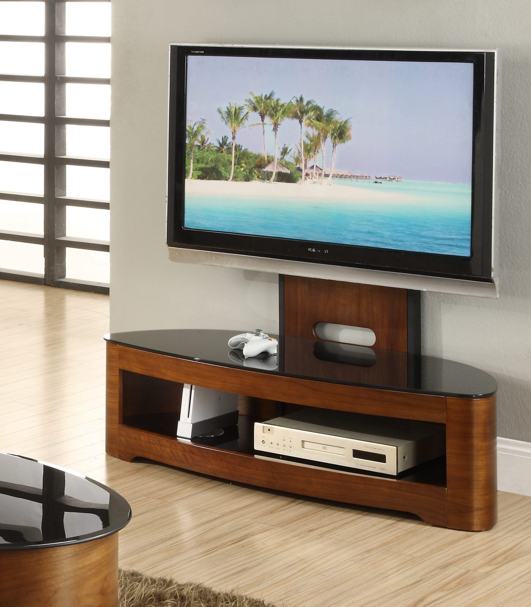 Florence Walnut Cantilever TV Stand - Jual Furnishings