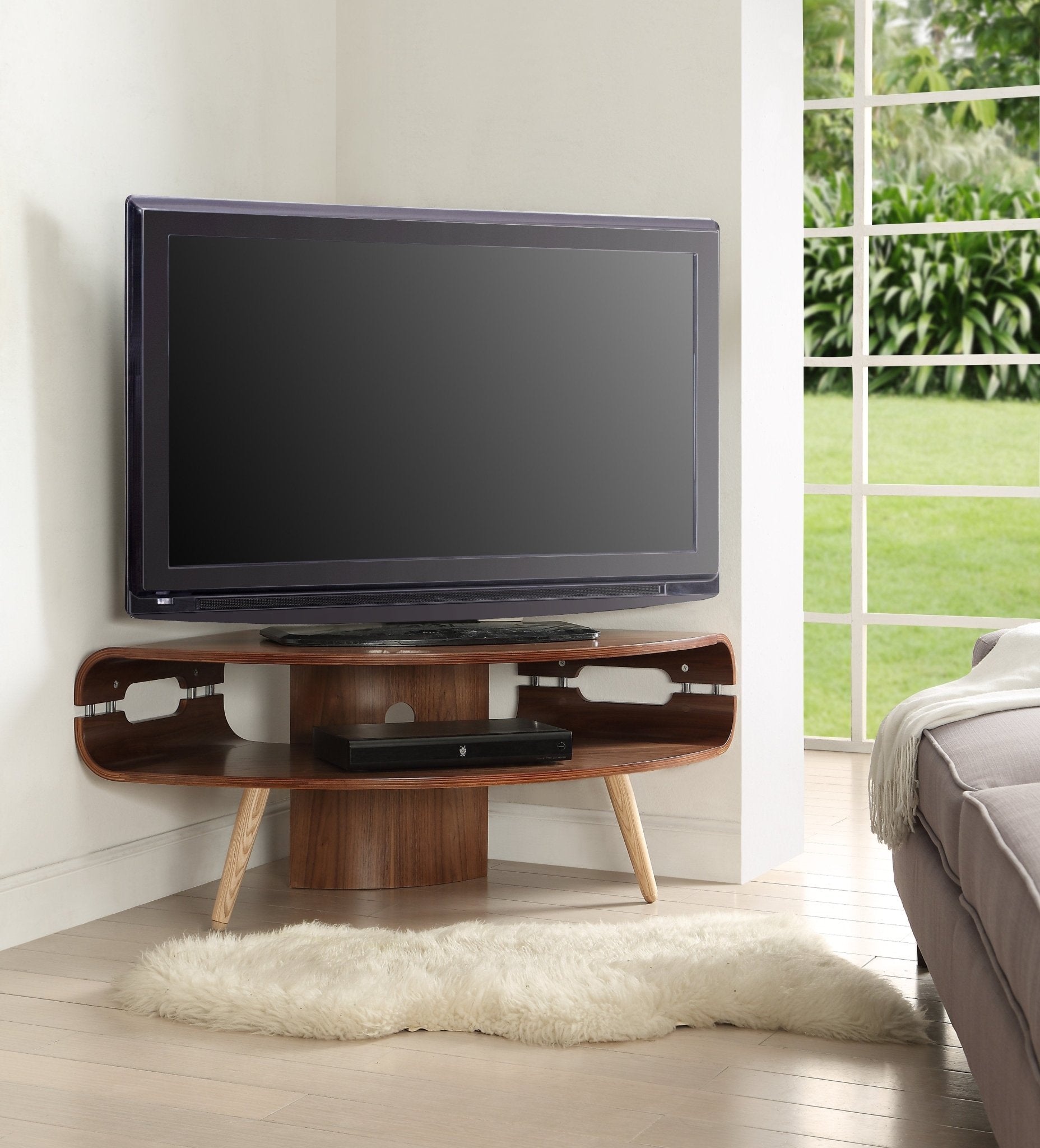 Havana Matt Walnut Corner TV Stand - Jual Furnishings