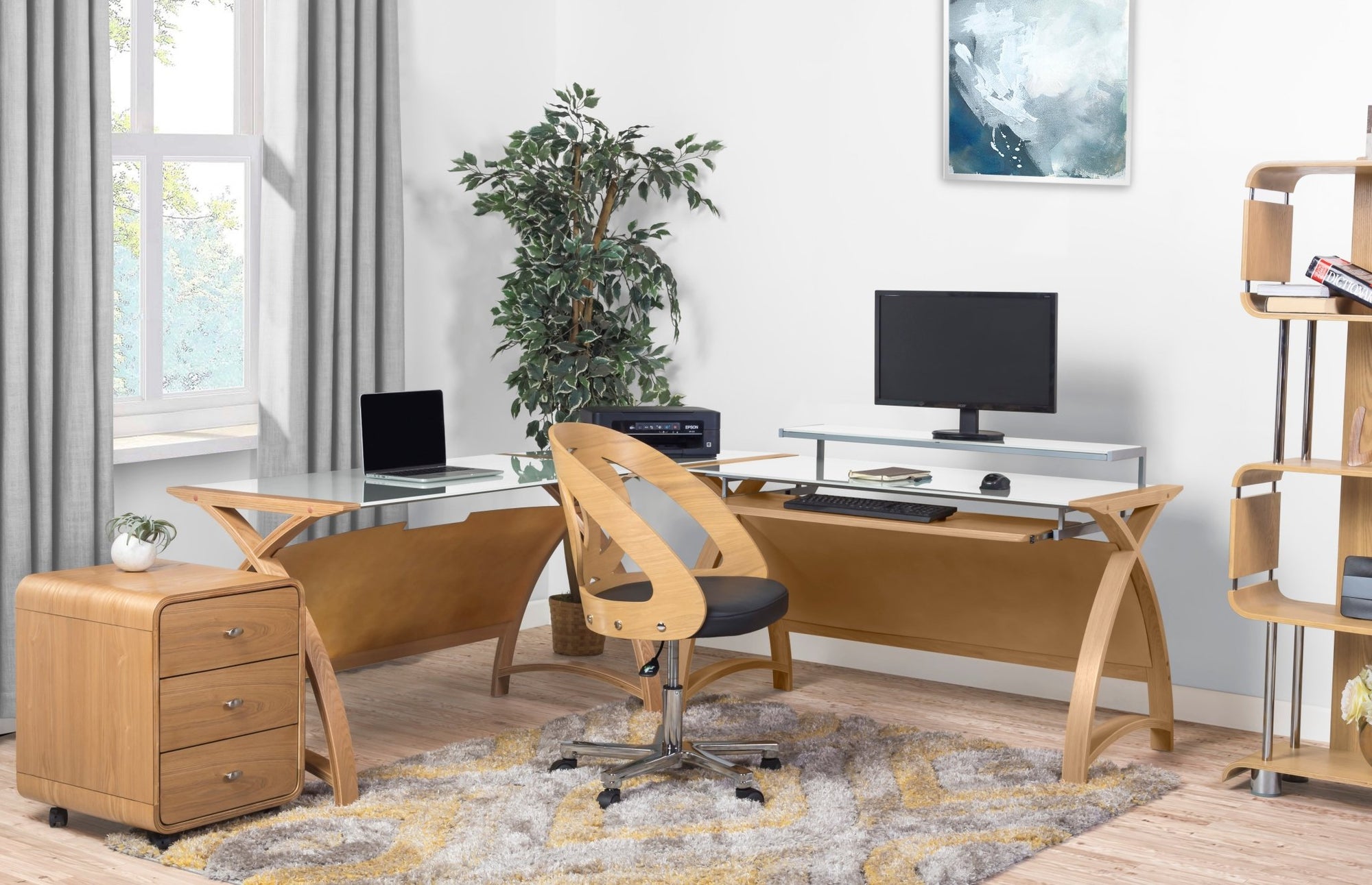 Helsinki Oak 1300mm Wide Desk - Jual Furnishings