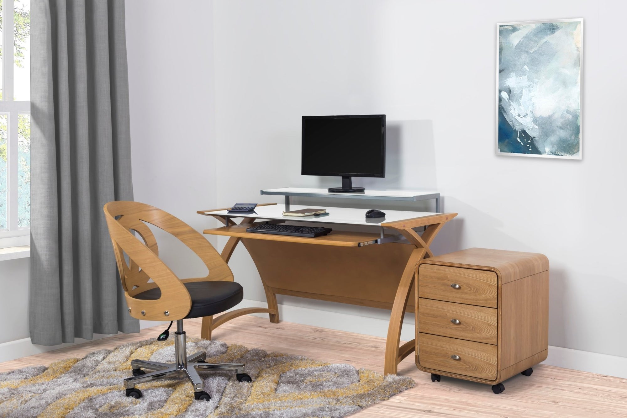 Helsinki Oak 1300mm Wide Desk - Jual Furnishings