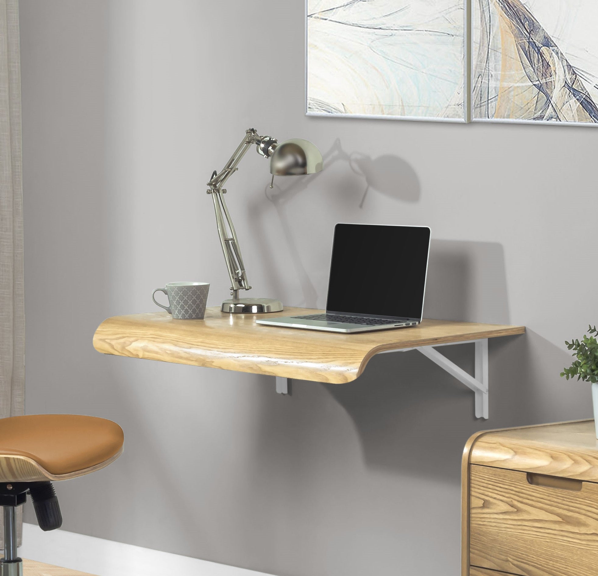 San Francisco Oak Wall Mounted Drop-Down Desk