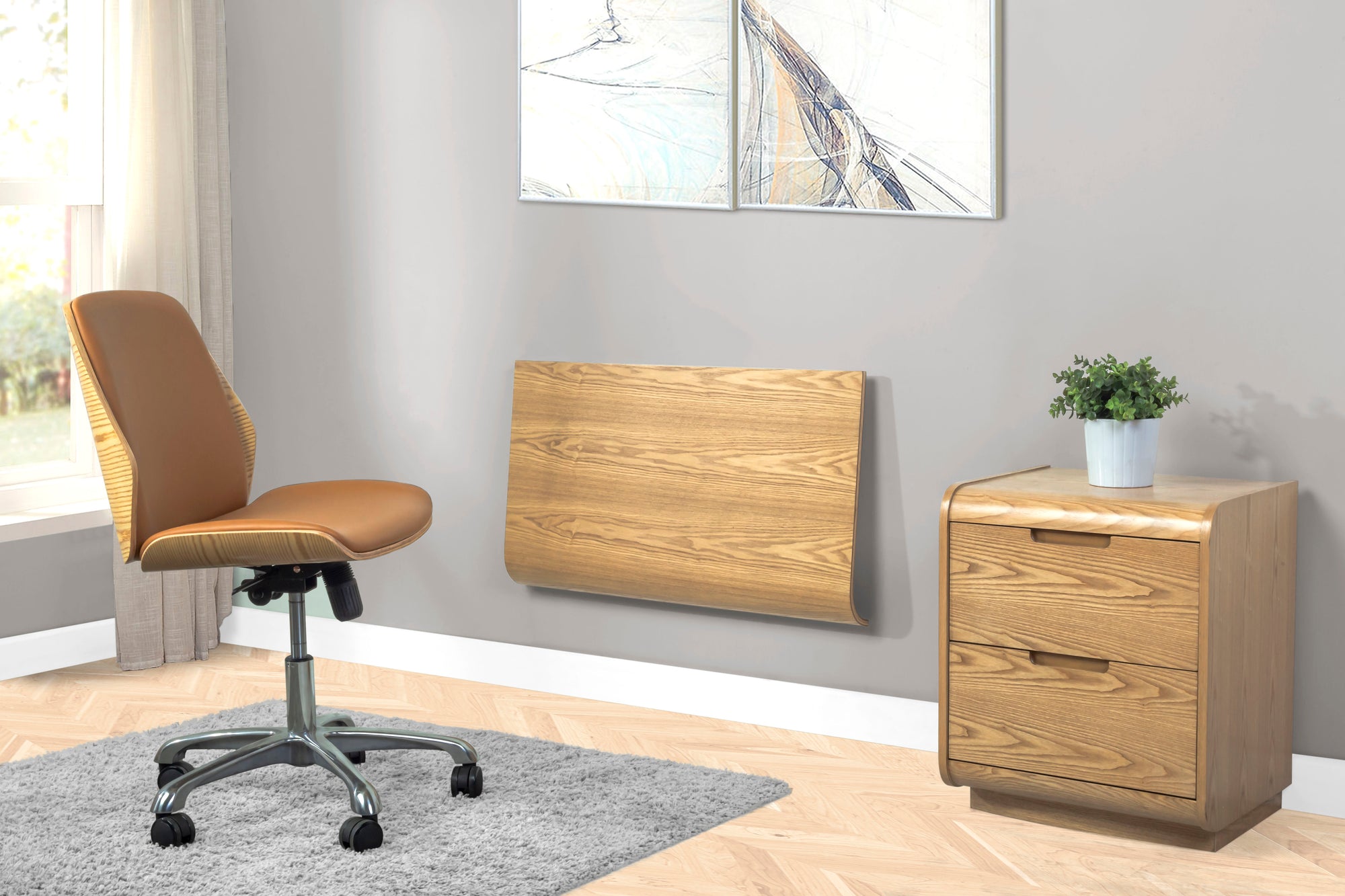 San Francisco Oak Wall Mounted Drop-Down Desk