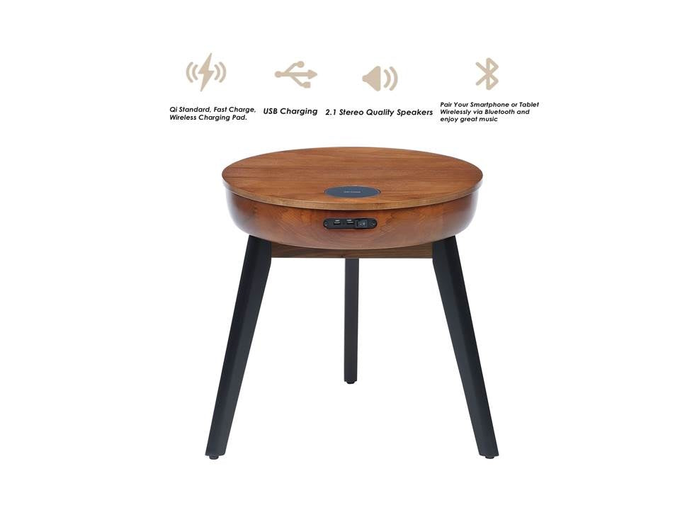 San Francisco Walnut Smart Speaker/Charging Side Table Jual