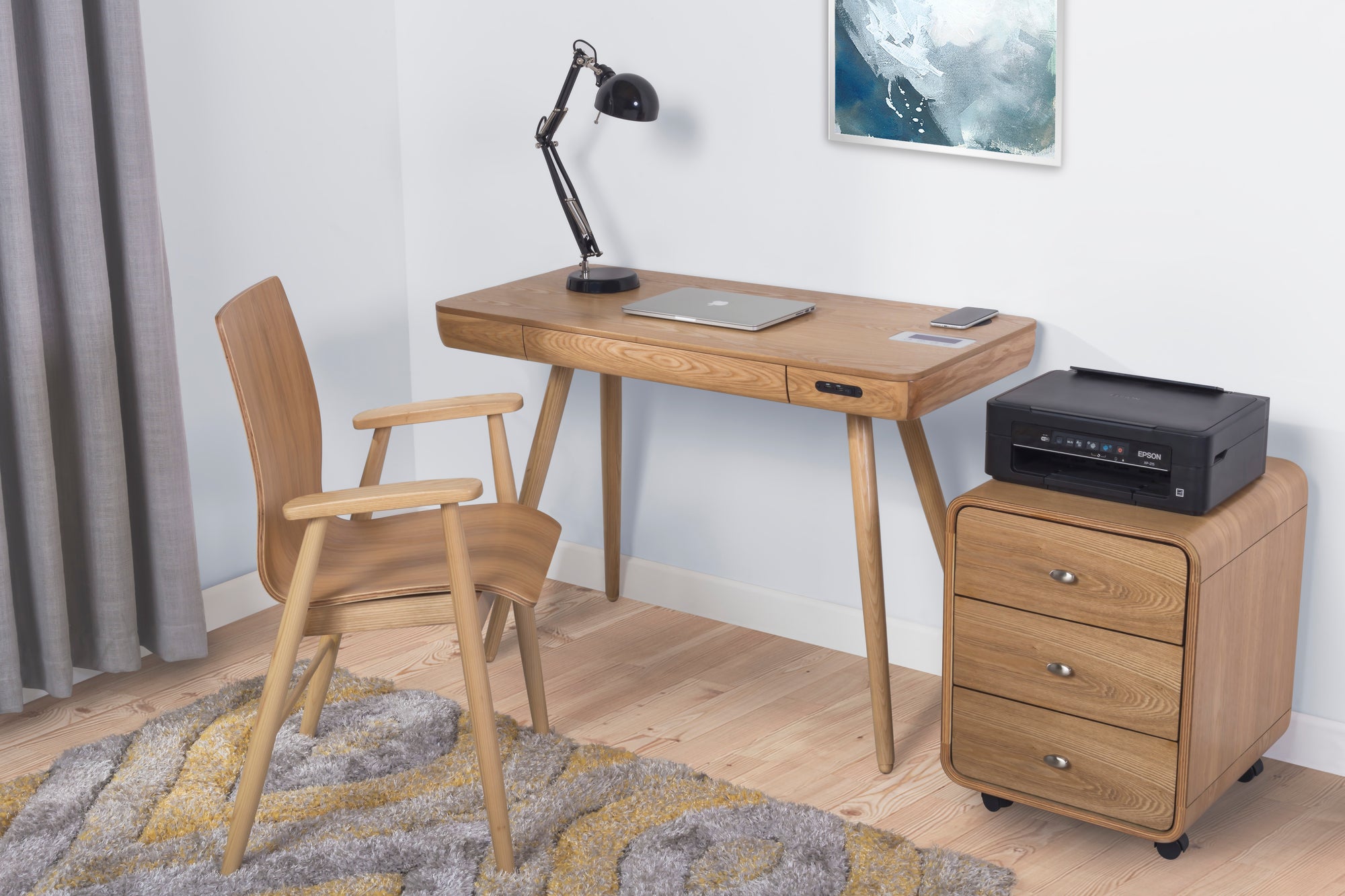 San Francisco Oak Smart Speaker/Charging Desk