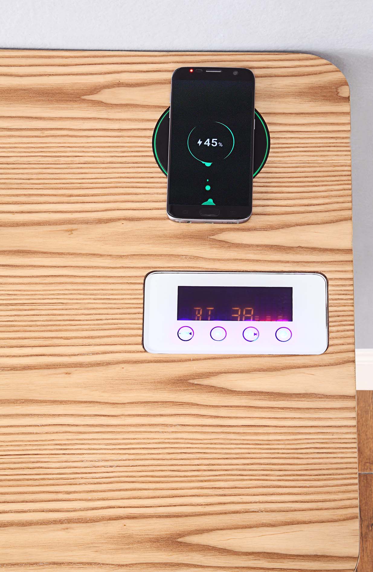 San Francisco Oak Smart Speaker/Charging Desk