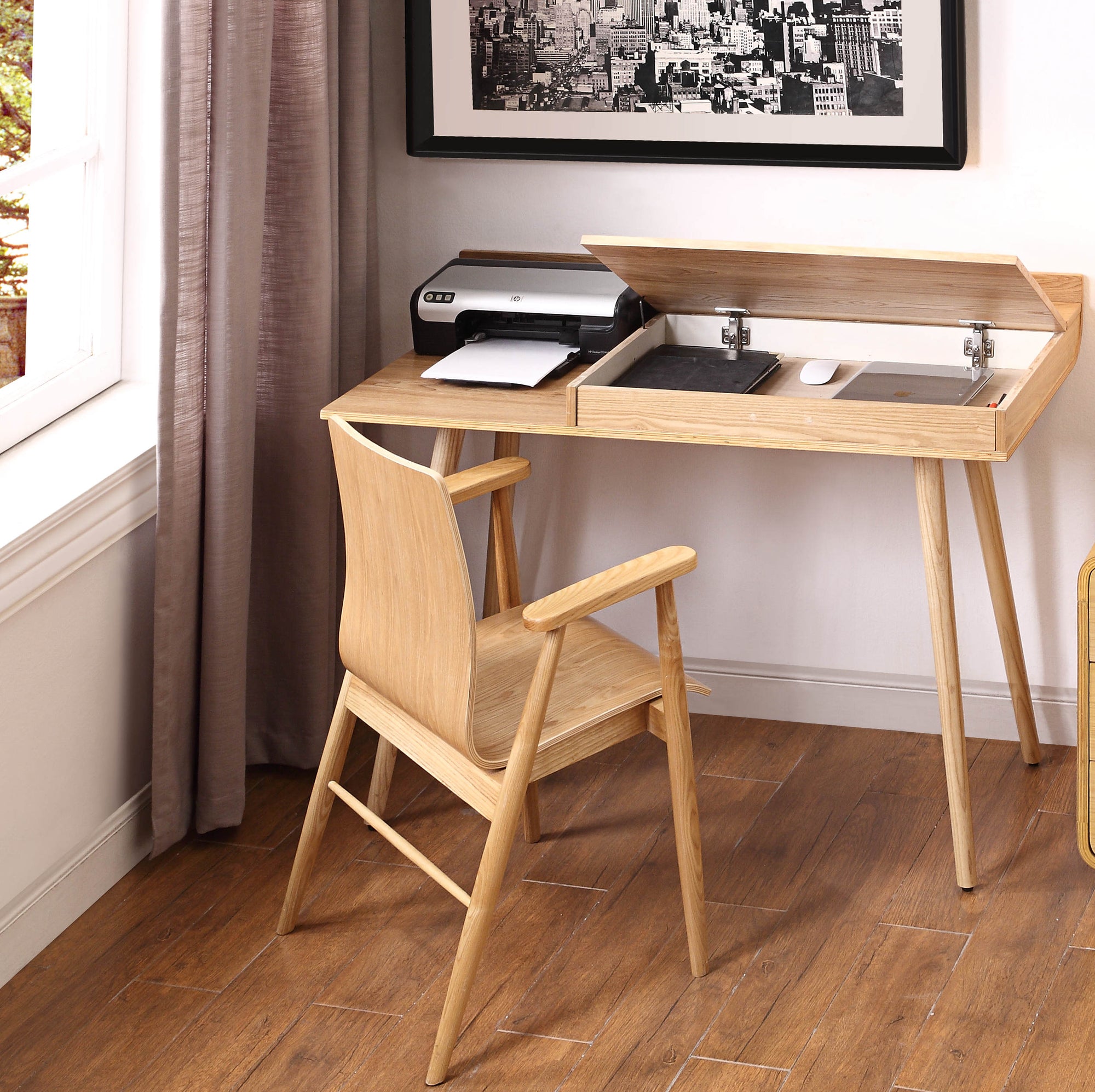 San Francisco Oak Storage/Printer Desk