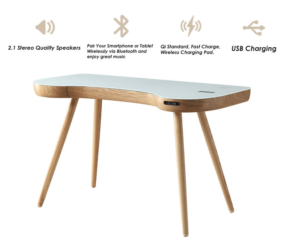 San Francisco Oak Smart Speaker/Charging Desk