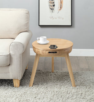 JF710 - San Francisco Speaker/Charging Side Table Oak - PRE ORDER FOR DELIVERY IN MAY